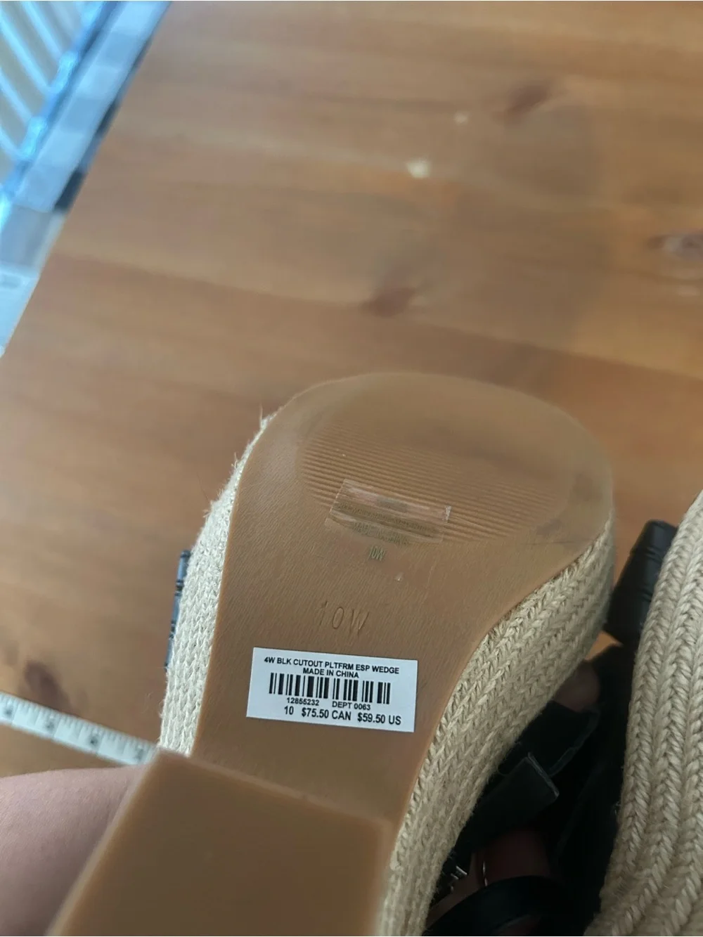New Torrid Size 10W Black Espadrille wedge heels